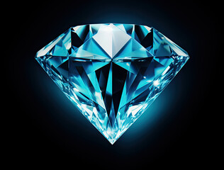 Blue Diamond on Black Background - Sparkling Gemstone Jewel for Luxurious Jewelry and Precious Stones