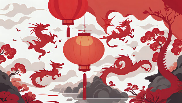 chinese new year. lanterns. chinese new year decoration. celebrations Chinese new year, Chinese new year card, Chinese new year design. imlek. tahun baru imlek. chinese dragon with lantern. red lanter