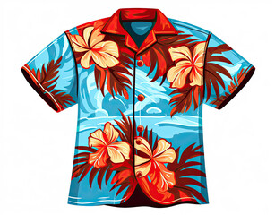 Hawaiian Flower Design Shirt - Colorful Tropical Blossom Pattern on a T-Shirt