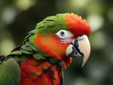 Red and green parrot. Generative AI