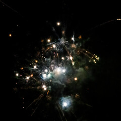 Colorful fireworks on the night black sky