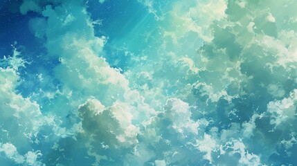 anime style background blue sky with clouds