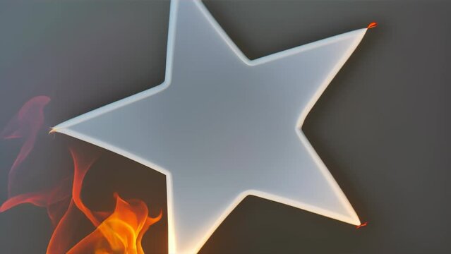 White Star Silhouette Against a Flame Background
