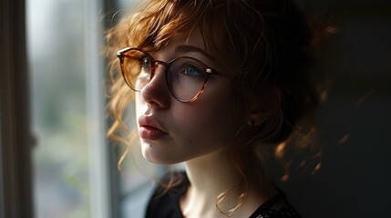 Enigmatic Gaze, An Introspective Observer Contemplating Existence Through the Windowpane