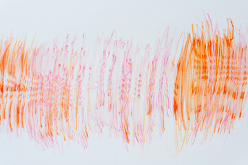 orange and pink color pencil textures on tracing paper
