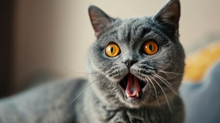 Infinite Euphoria, A Mesmerizing Molten Gray Feline Seizing Existence With a Delectable Yawn.