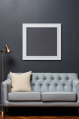 Blank photo frame on the wall mock up