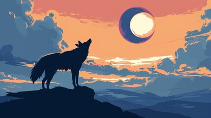 Majestic Spirit, A Lone Wolf Conquering the Heights of the Mythical Cloud-Kissed Peak