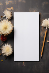 Blank white paper with flower decoration mock up