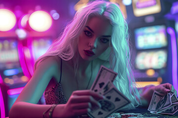 Blonde Woman in Casino Illustration