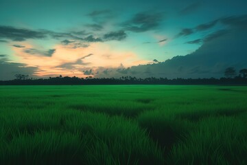 Obraz premium sunset over the field