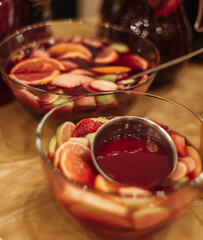 Autumn drink. Punch. Drink at a party.
