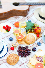 Top view summer garden picnic. Summer party