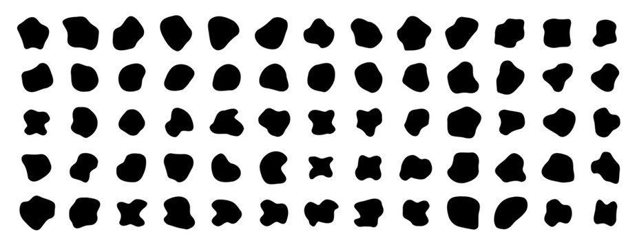 Blobs set icon. Random black cube drops simple shapes. Vector illustration