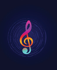 colorful treble clef music sign vector illustration