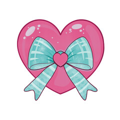 pink heart with ribbon on a isolated background . Valentine heart. 