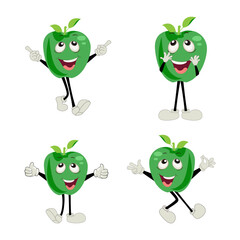 Apple Cartoon character Illustration of a Happy Apple Character. Red, yellow, green apple funny character, concept of health care for kids