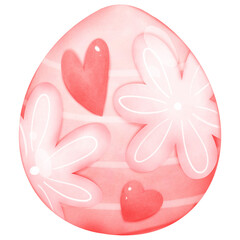 pink flower Easter egg adorable watercolor isolated