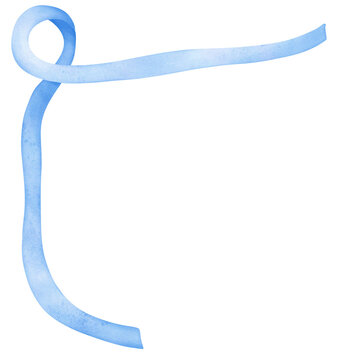 ribbon blue border watercolor isolate