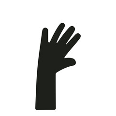Black silhouette of a hand with spread fingers on a white background.