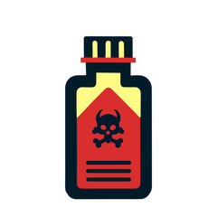 Poison bottle color icon with skull and bones on label.