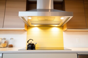 vent hood with led lights illuminating the cooking area below