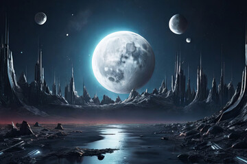 Starry night sky Moon, stars, and clouds backdrop. elements create a mesmerizing celestial background.