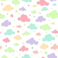 Fotobehang Seamless pattern with colored clouds on white background.  © Hanna