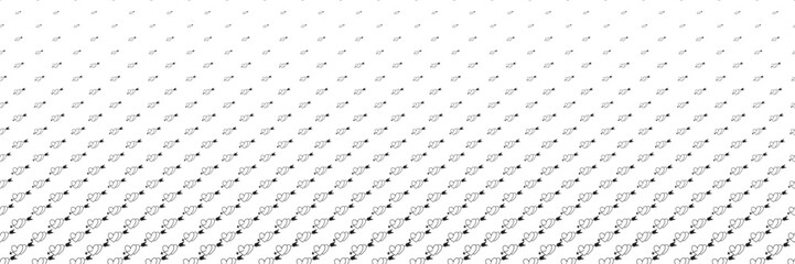 Fototapeta premium Blended doodle black heart line on white for pattern and background, halftone effect, Valentine's concept.