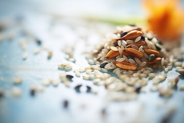 Obraz na płótnie Canvas macro shot of seeds atop an organic loaf