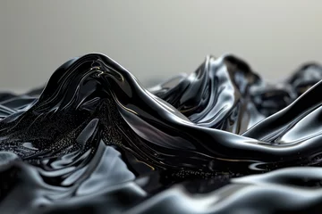 Fotobehang Abstract image of smooth black fluid in the air © DVS