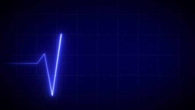 Emergency ekg monitoring. Blue glowing neon heart pulse. Heartbeat. Electrocardiogram	animation background.