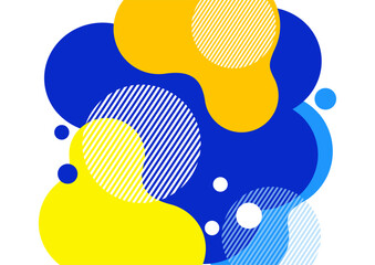 Creative abstract bright background. Smooth liquid, stripes and dots on a white background. Template for prints, posters, flyers. Vector illustration.