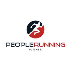 Obraz premium People Running Icon Logo Design Template