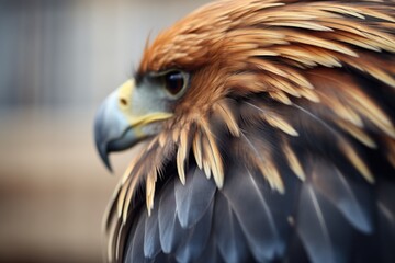 Fototapeta premium feather details of a golden eagle in natural light