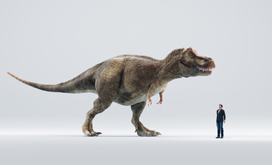 Comparison size between tyrannosaurus rex and human.
