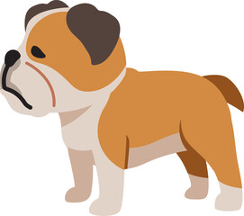 Cartoon character side view bulldog for design.