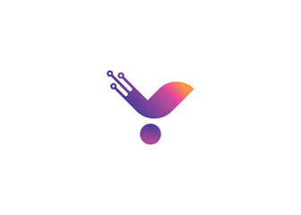 Letter Y Technology vector monogram logo design template. Letter Y molecule, Science and Bio technology Vector logo Design