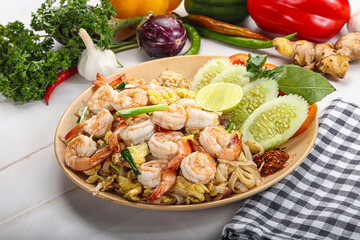 Asian cuisine frien rice with shrimps