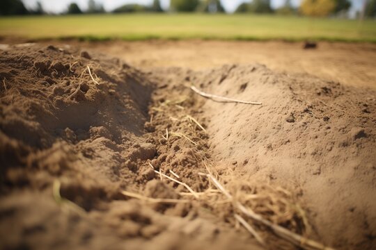 soil displacement pattern next to molehill