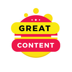Great content banner template, red label design modern style. Vector template on white background.