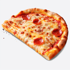 a pizza with cheese and tomato sauce on transparent background created with Generative Ai