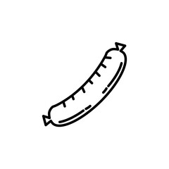 Barbecued Link line icon. Grilled Frankfurter icon in black and white color.