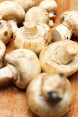 mushrooms on a wooden table