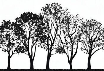 Tree nature branch vector silhouette leaf autumn spring illustration winter season
