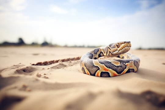 python mid-cross on a sandy track