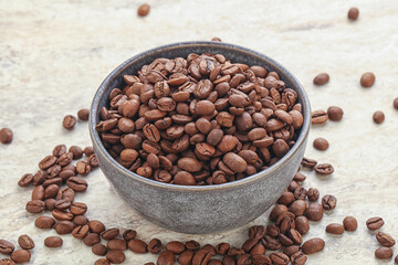 Roasted coffee bean in the bowl