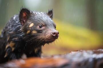 wet tasmanian devil after rain
