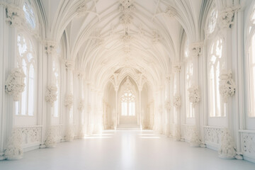 Fototapeta na wymiar Symmetrical Gothic Wedding Venue: Radiant Ballroom