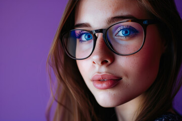 Fototapeta na wymiar Confident Smile: Woman Sporting New Vision Glasses